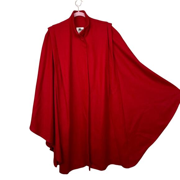 Vintage Red Wool Cape Coat Scandi Girl Minimalist Cloak Made in USA - Picture 1 of 8